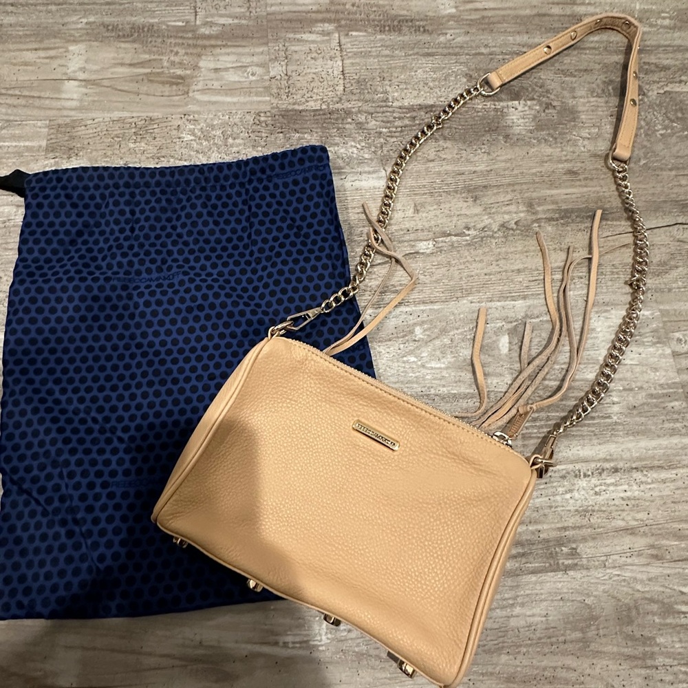Rebecca minkoff mini 5 zip crossbody sand